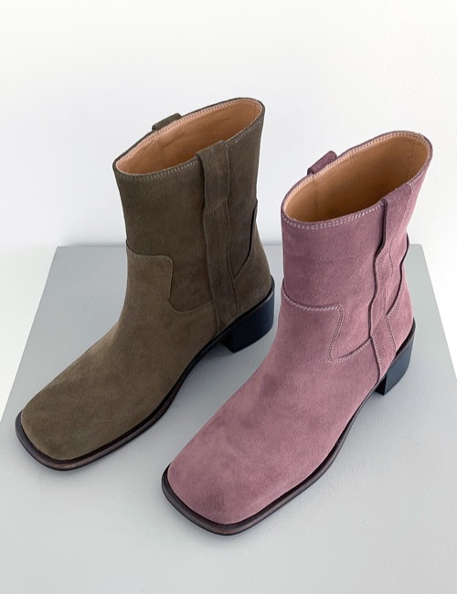 real leather refine suede half boots