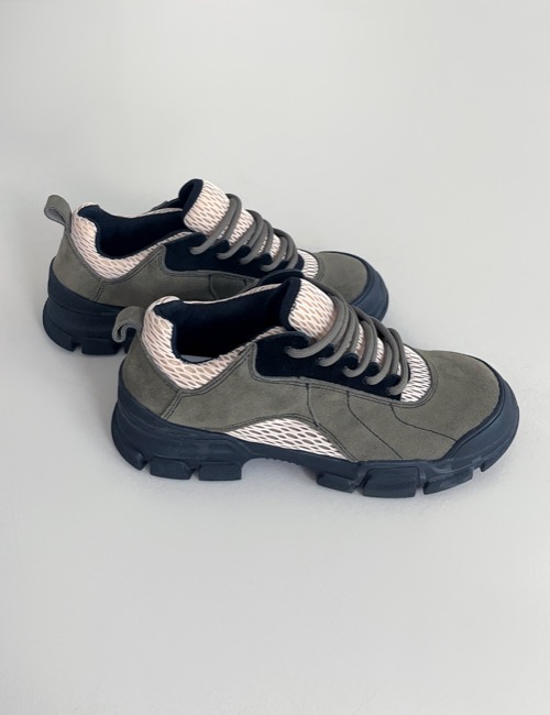 [ real leather ] suede trekking round sneakers