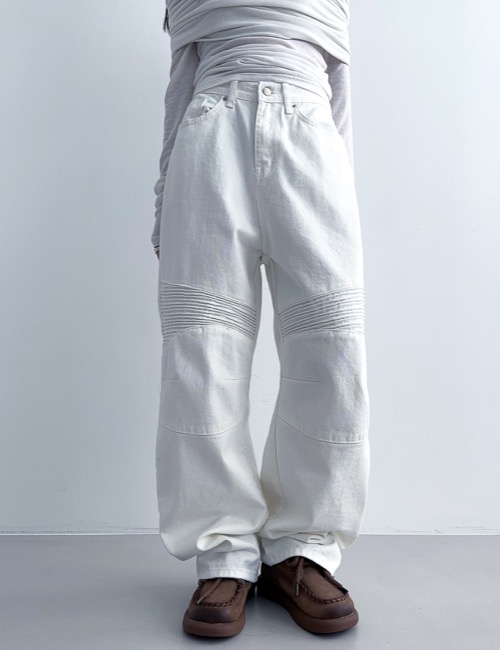 fleats detail wide cotton pants